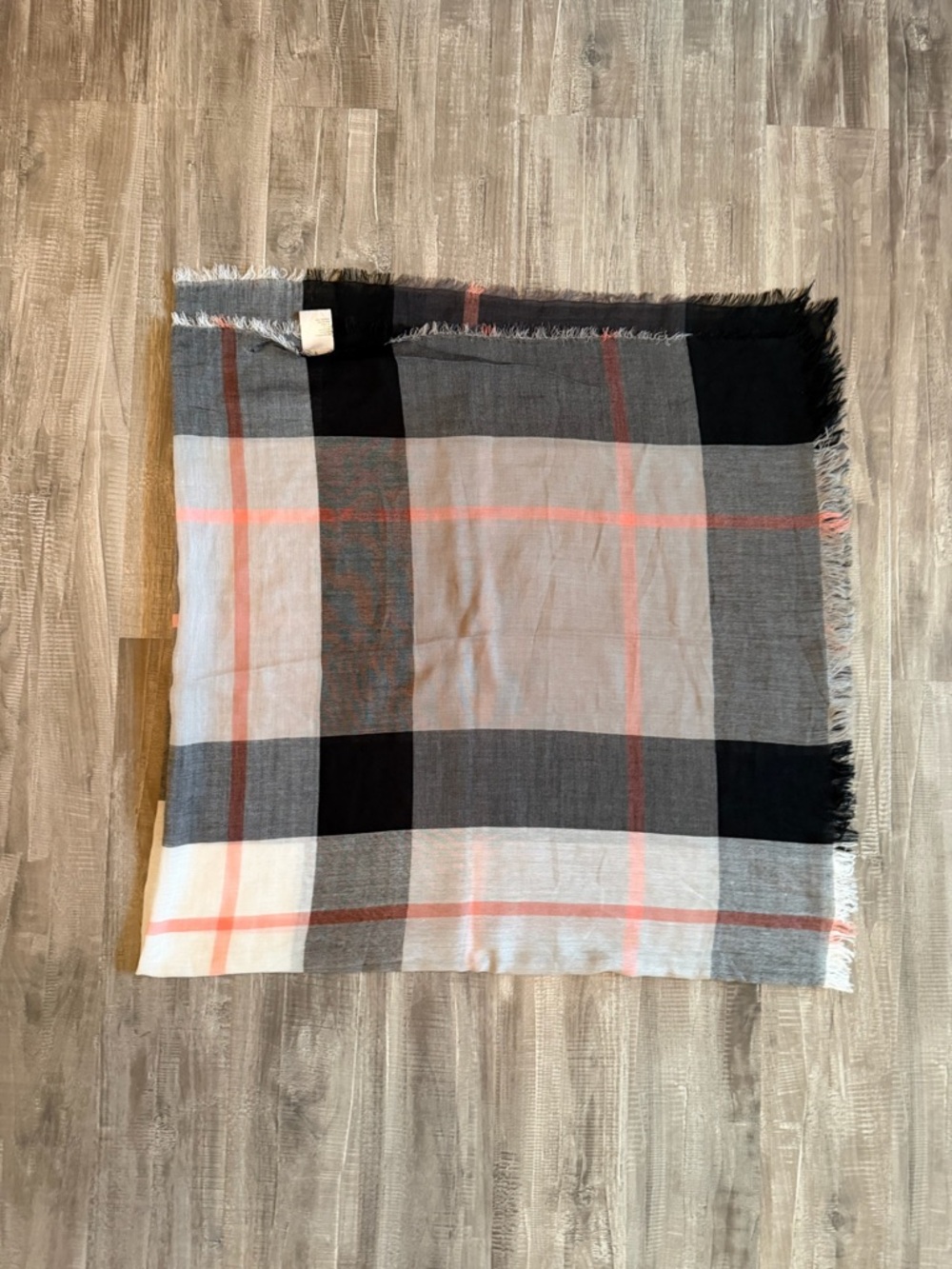 a new day Black, Gray & Pink Plaid Lightweight Scarf Wrap
